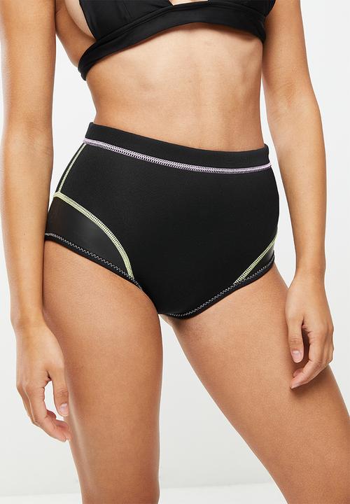 Cotton On - Body surf wetsuit boyleg - black & sunny lime