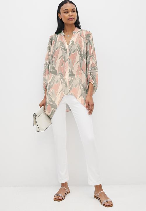 MILLA - Dolman sleeve button down top - multi