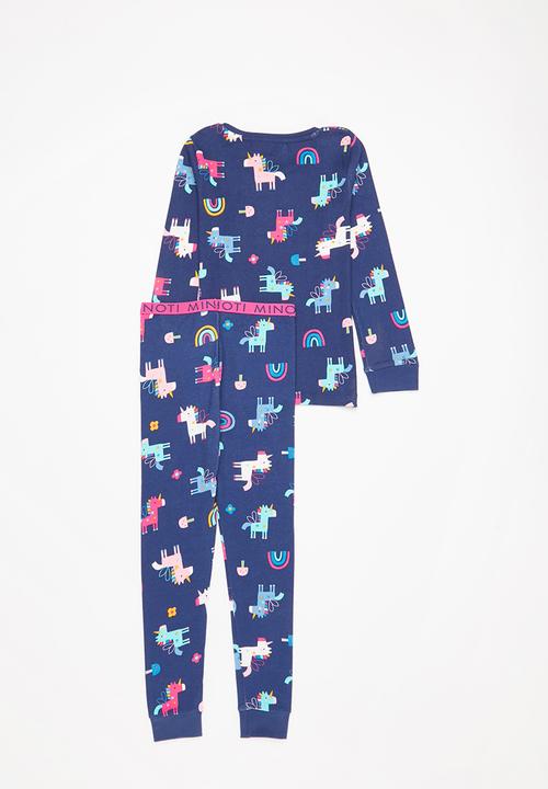 MINOTI - 2-Piece unicorn pyjama set - navy