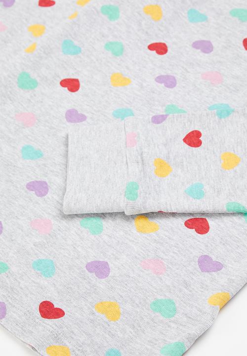 MINOTI - 2-Piece heart long sleeve pyjama set - grey 