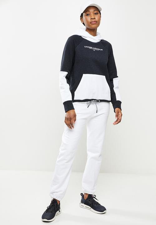 Under Armour - Rival + fleece hoodie - black & white