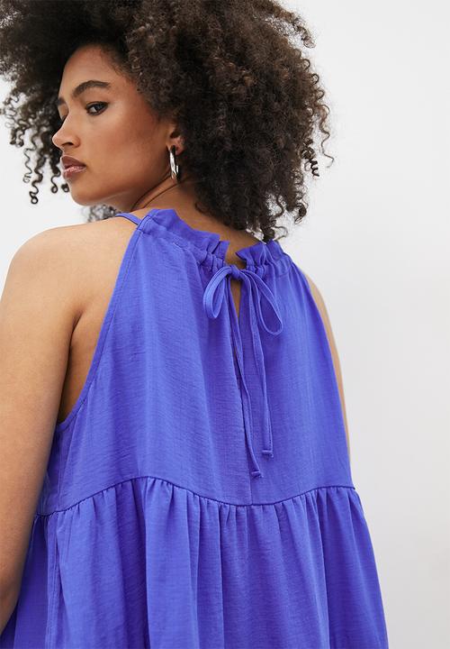 Blake - Halter tiered mini dress - cobalt