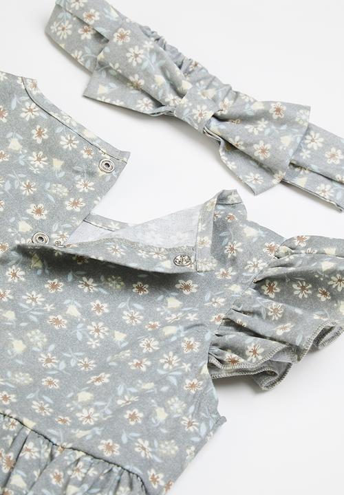Pop Candy - Girls floral romper & headband set - blue