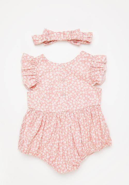 Pop Candy - Girls floral romper & headband set - pink