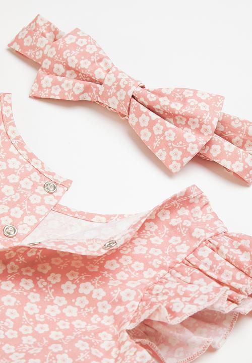 Pop Candy - Girls floral romper & headband set - pink