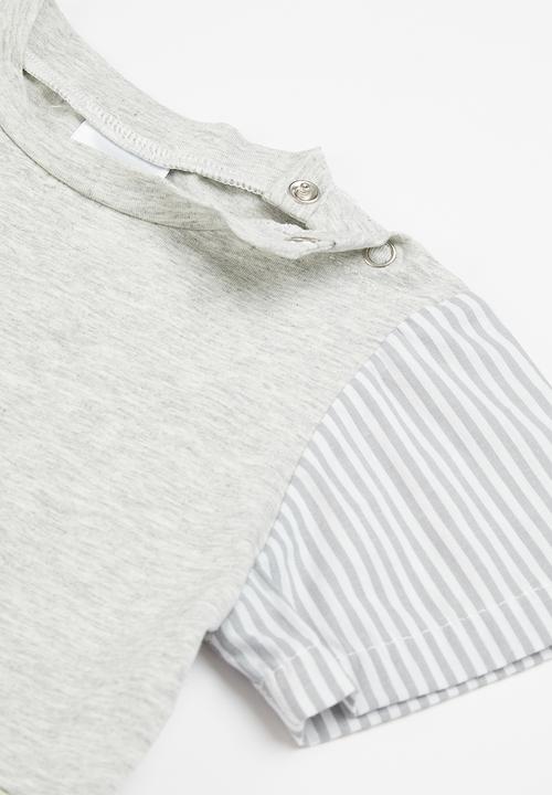 Pop Candy - Boys short romper - grey & charcoal