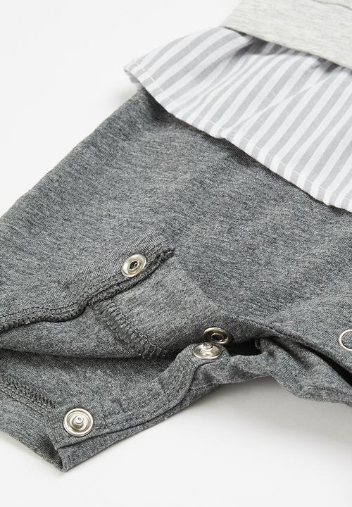 Pop Candy - Boys short romper - grey & charcoal