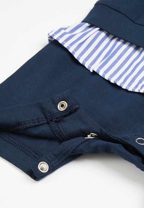 Pop Candy - Boys short romper - navy & white