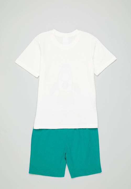 Pop Candy - Boys rocket tee & shorts set - white & blue