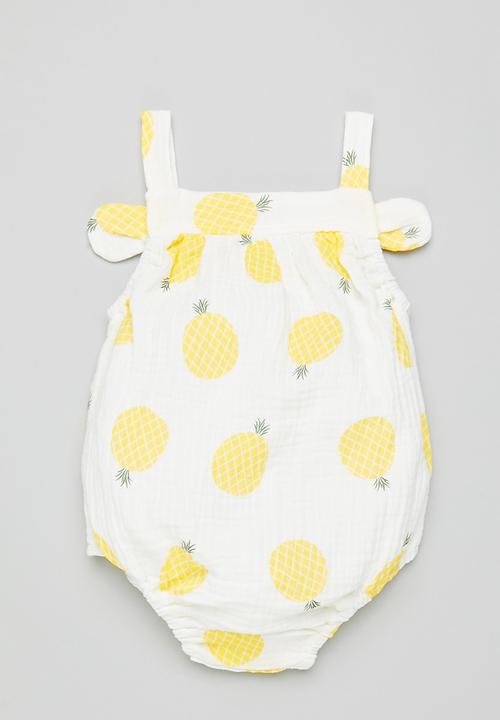 Pop Candy - Girls lemon romper - white & yellow