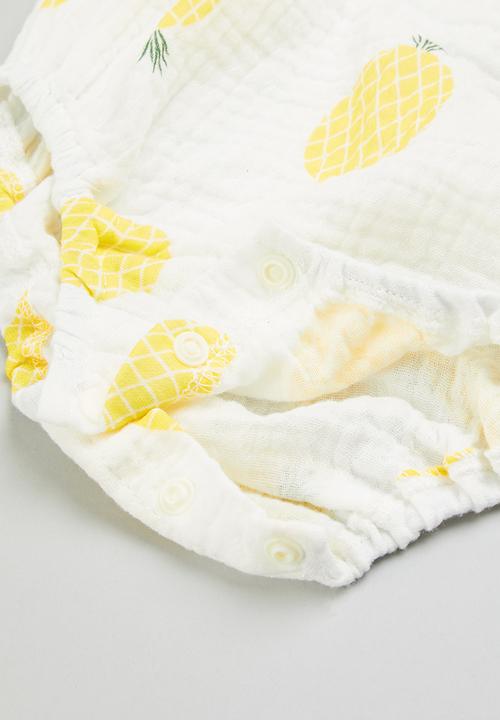 Pop Candy - Girls lemon romper - white & yellow