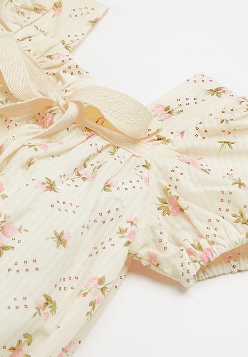 Pop Candy - Baby girls puff sleeve romper - stone