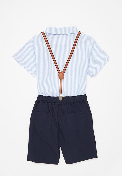 Pop Candy - Boys shirt & shorts set - blue & navy