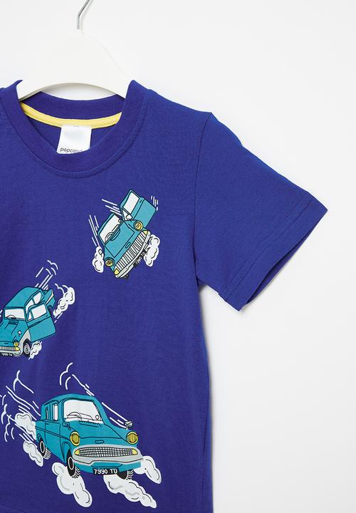 Pop Candy - Boys car tee - royal blue