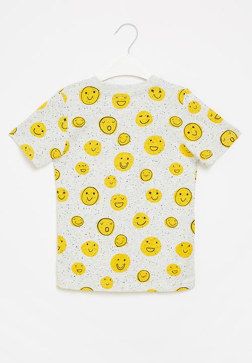 Pop Candy - Boys happy tee - grey & yellow