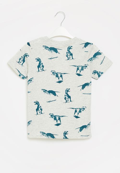 Pop Candy - Boys aop dino tee - grey & blue