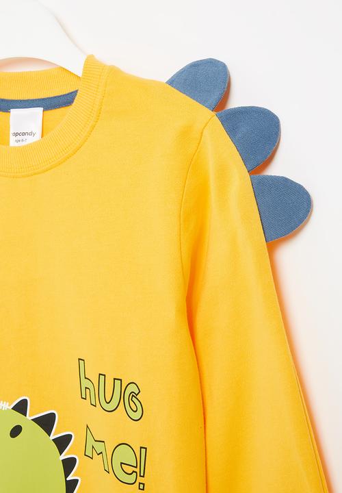 Pop Candy - Boys dino sweatshirt - yellow & green