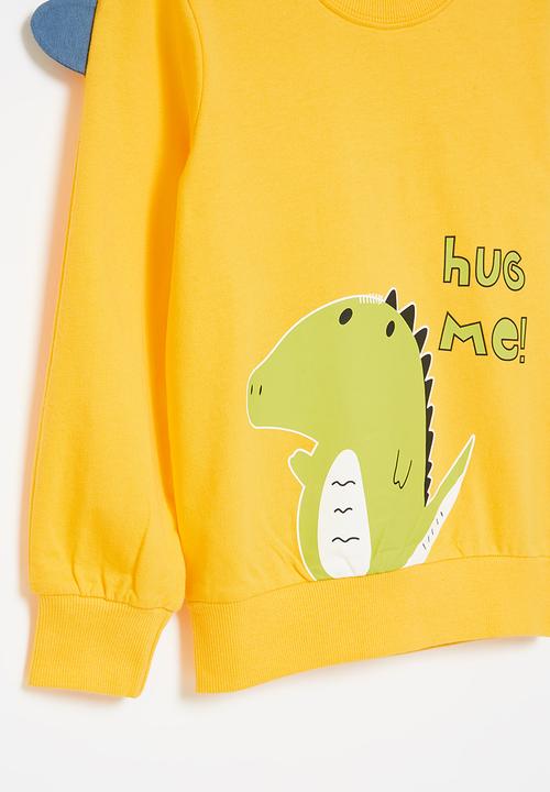 Pop Candy - Boys dino sweatshirt - yellow & green