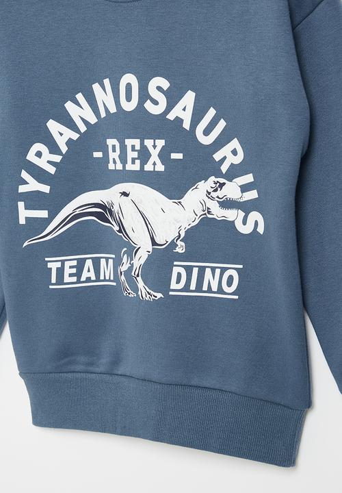 Pop Candy - Boys dino sweatshirt - blue & white