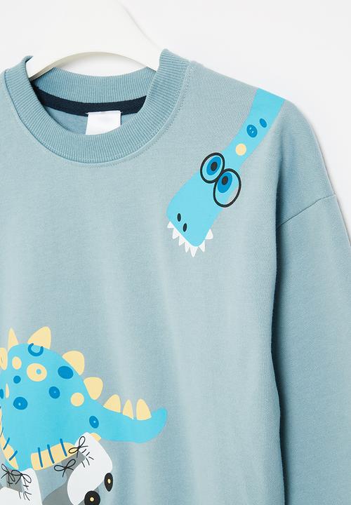 Pop Candy - Boys dino sweatshirt - baby blue