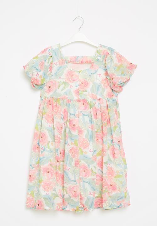 Pop Candy - Girls printed puff sleeve dress - multi