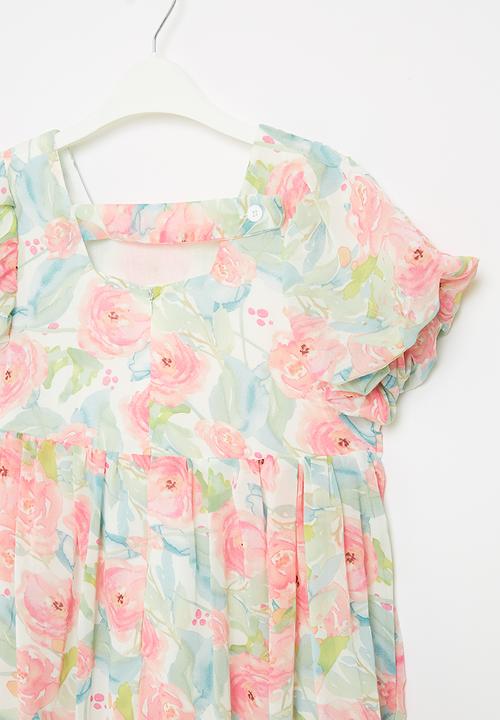 Pop Candy - Girls printed puff sleeve dress - multi
