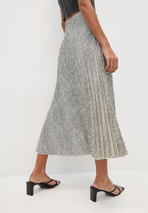 VELVET - Printed aline midi skirt - white swan print