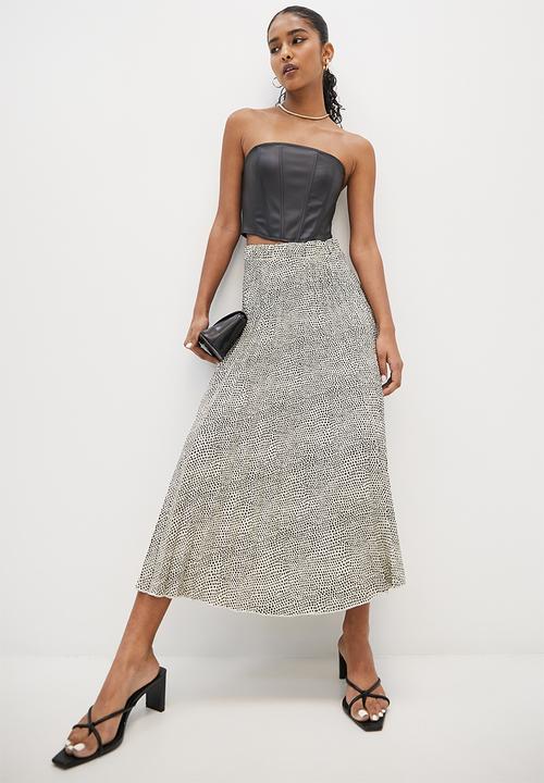 VELVET - Printed aline midi skirt - white swan print