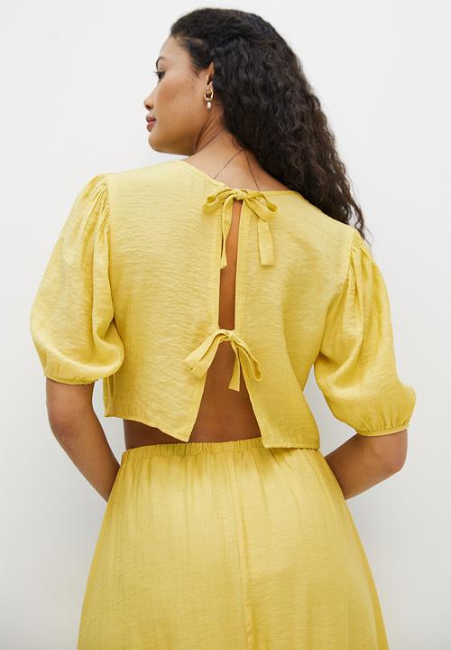MILLA - Textured boxy crop top - yellow