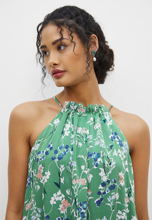 MILLA - Halter trapeze maxi dress - sage floral