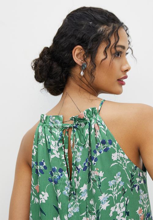 MILLA - Halter trapeze maxi dress - sage floral
