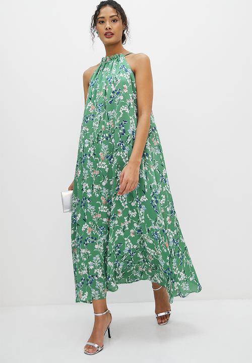 MILLA - Halter trapeze maxi dress - sage floral