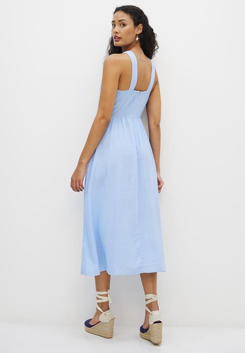 MILLA - Cross over halter dress - powder blue