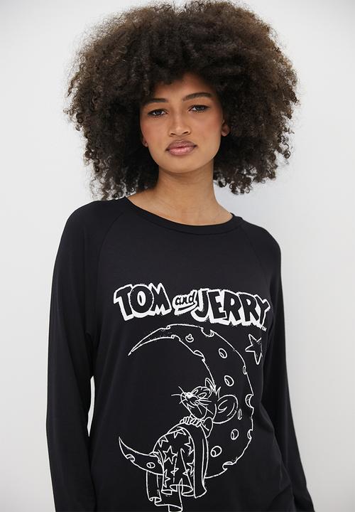 Blake - Tom and Jerry oversized crew & legging sleep set - black