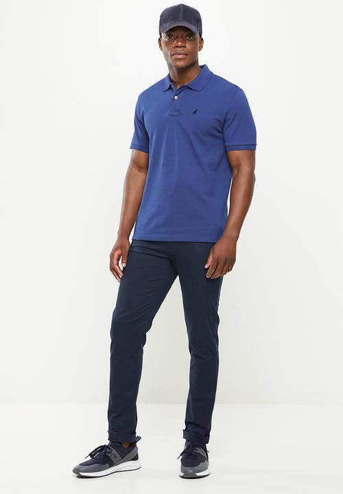 POLO - Mens stretch pique short sleeve golfer - dark blue