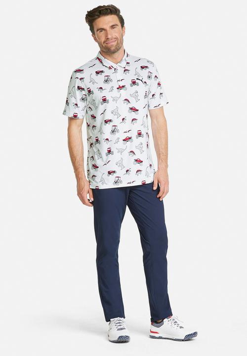PUMA - Cloudspun Dino-Mite Golf Polo Shirt  - bright white-ski patrol
