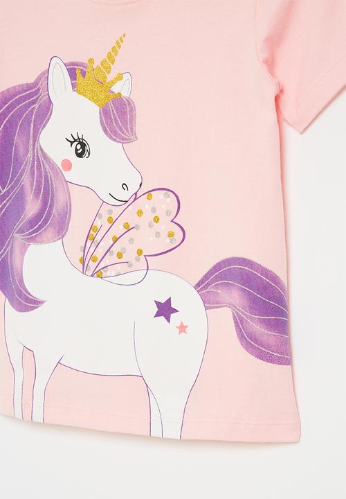 Pop Candy - Girls unicorn tee - light pink