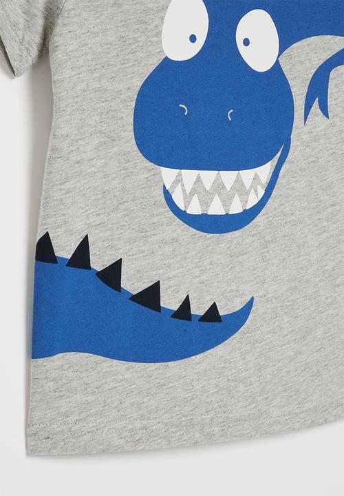 Pop Candy - Dino tee - grey & blue