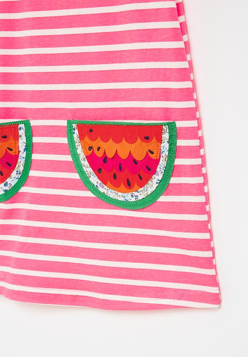 Pop Candy - Girls stripe watermelon dress - pink