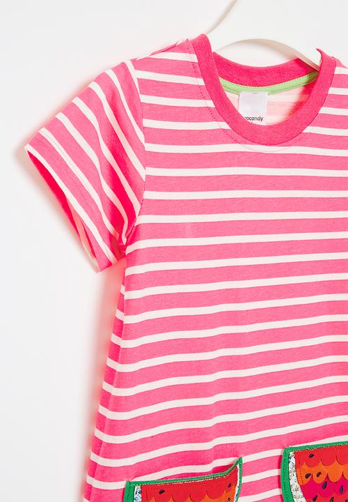 Pop Candy - Girls stripe watermelon dress - pink