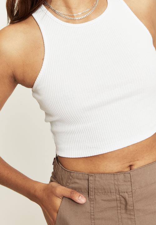 Supré  - April cropped rib tank - white