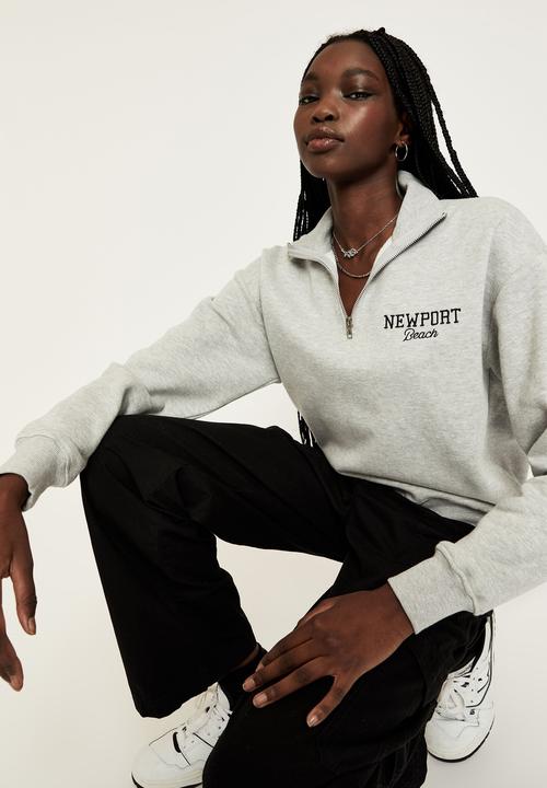 Supré  - Bobby zip through sweat - grey marle newport beach