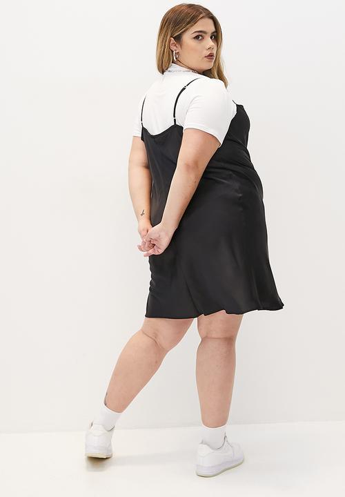 Blake - Satin cowl mini dress - black