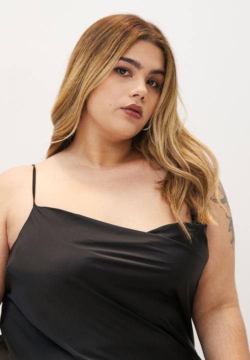 Blake - Satin cowl mini dress - black