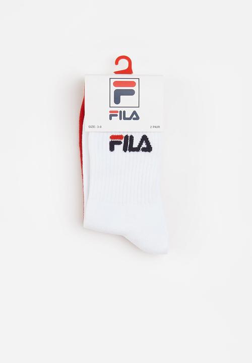 FILA - Sicily 3/4 sock 2 pack - white & chinese red