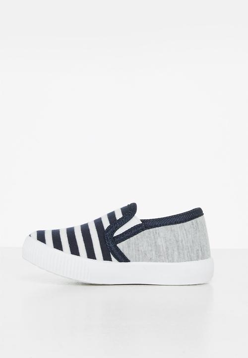 Pop Candy - Baby boys stripe slip on - navy
