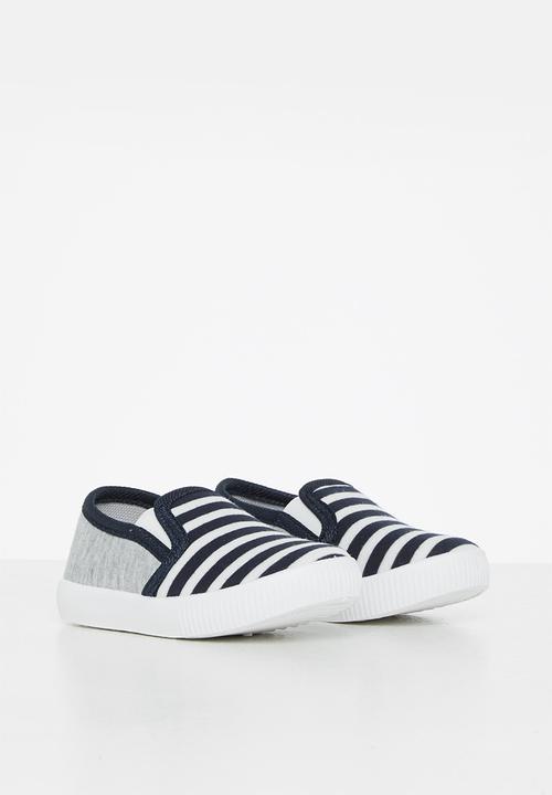 Pop Candy - Baby boys stripe slip on - navy