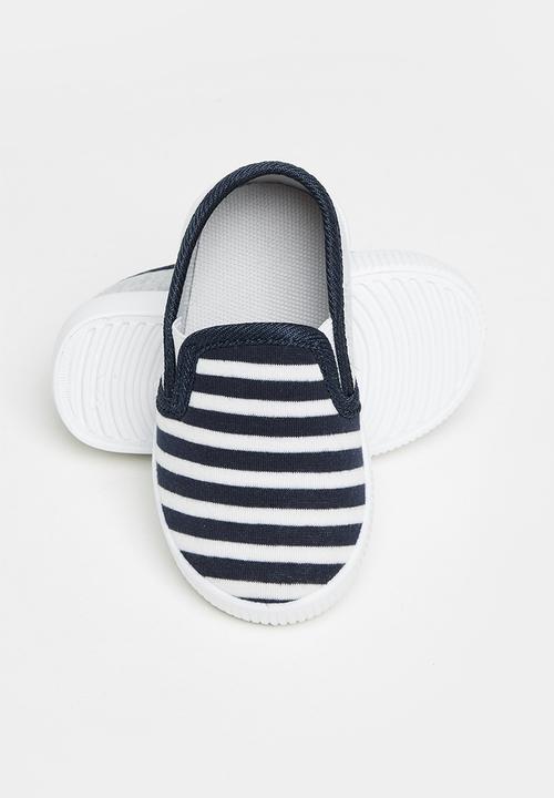 Pop Candy - Baby boys stripe slip on - navy