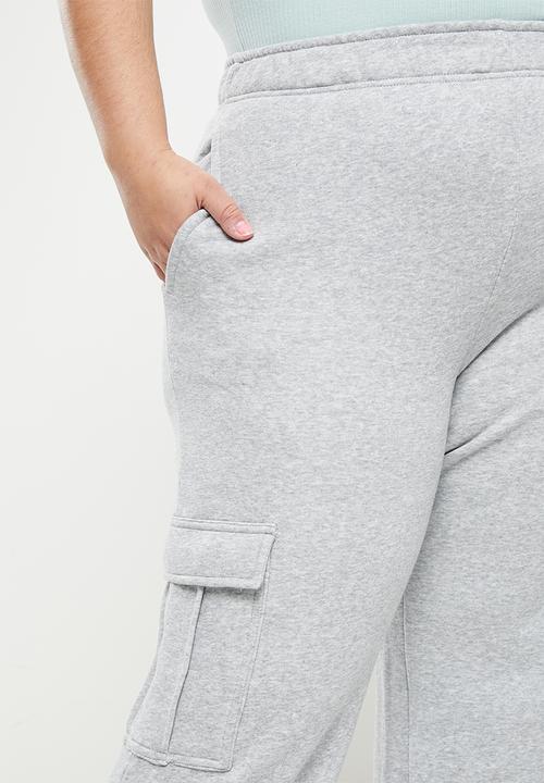 Cotton On - Curve straight leg utility trackpant - grey marle