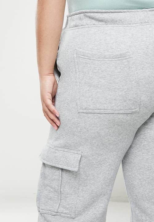 Cotton On - Curve straight leg utility trackpant - grey marle
